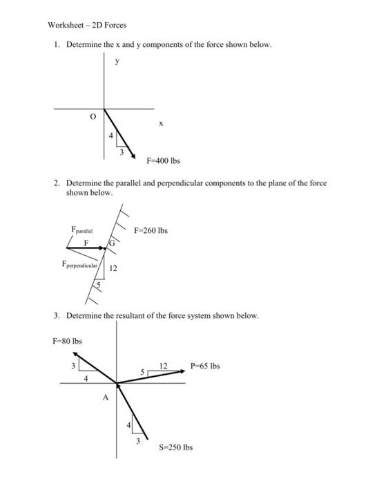Solved Worksheet - 2D Forces 1. Determine the x and y | Chegg.com