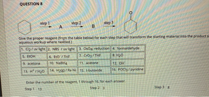 Solved QUESTION 8 step 1 step 2 step 3 А B Give the proper | Chegg.com
