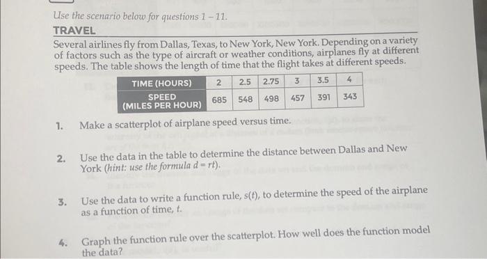 Solved Use the scenario below for questions 1 11. TRAVEL Chegg