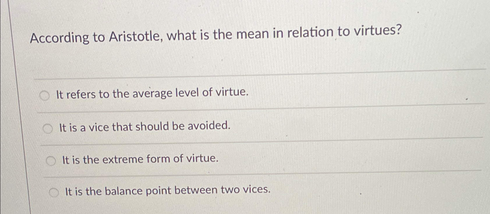 Solved According to Aristotle, what is the mean in relation | Chegg.com