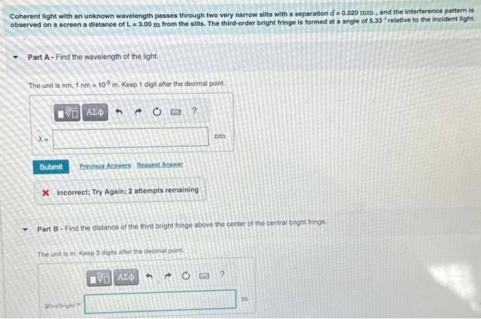 Solved Learning Goal: Double Slit Interference The general | Chegg.com