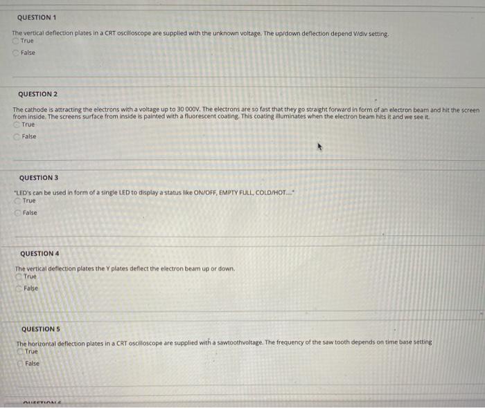 Solved QUESTION 1 The vertical deflection plates in a CRT