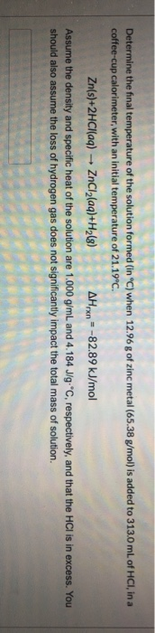 Solved Determine the final temperature of the solution | Chegg.com