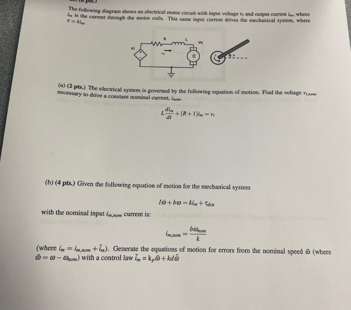 Solved The following diagram shows an electrical motor | Chegg.com