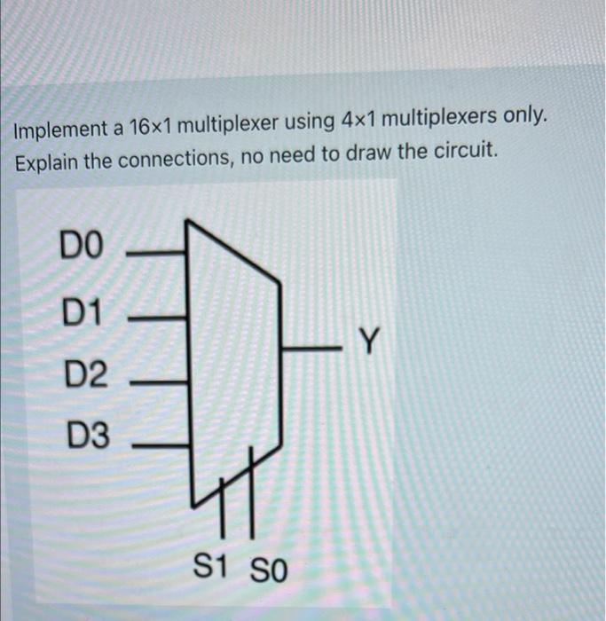 Solved Implement a 16x1 multiplexer using 4x1 multiplexers | Chegg.com