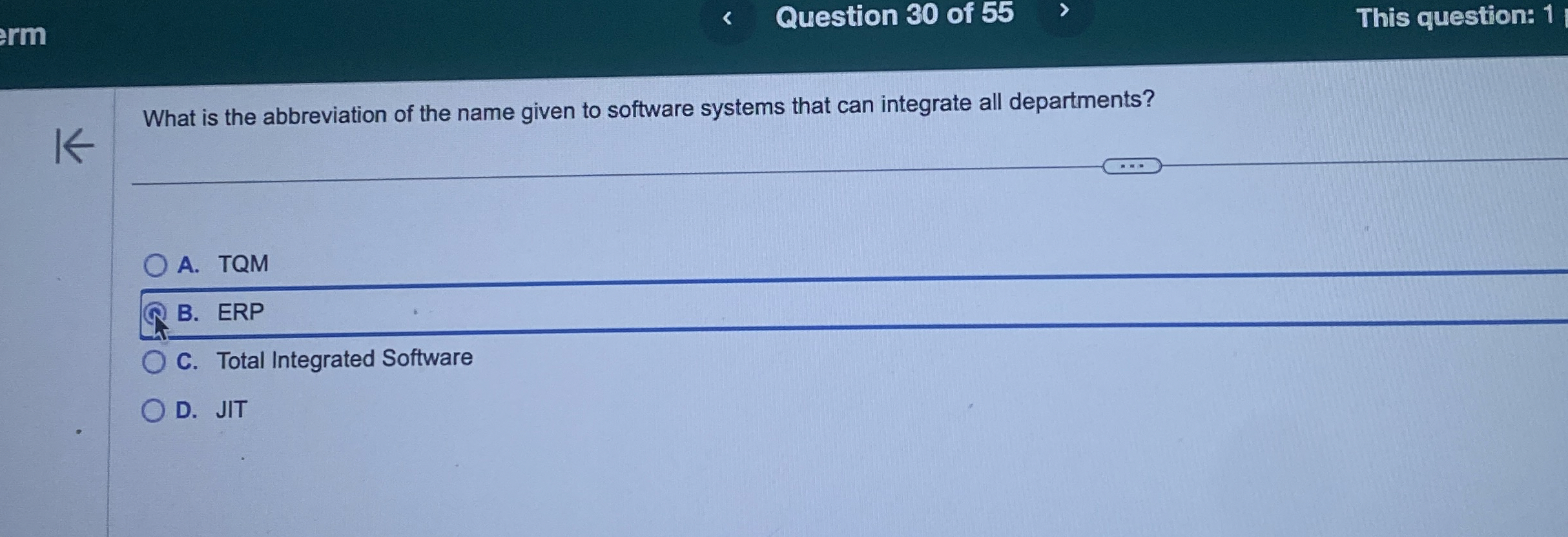 Solved Question 30 ﻿of 55This question: 1What is the | Chegg.com