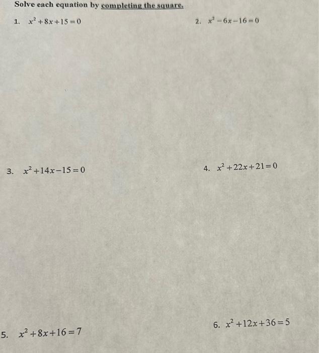 x 2 5x 1 0 completing the square