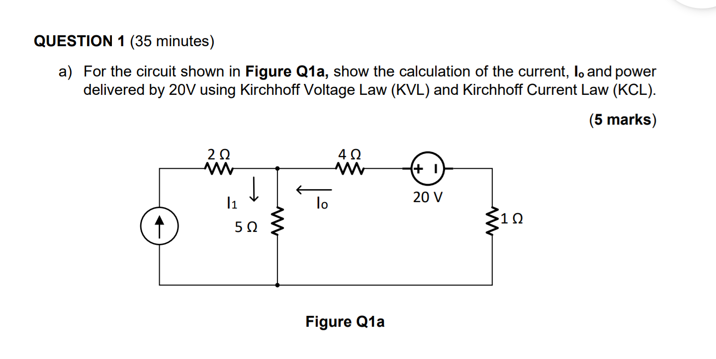 Solved A For The Circuit Shown In Figure Q1a Show The 