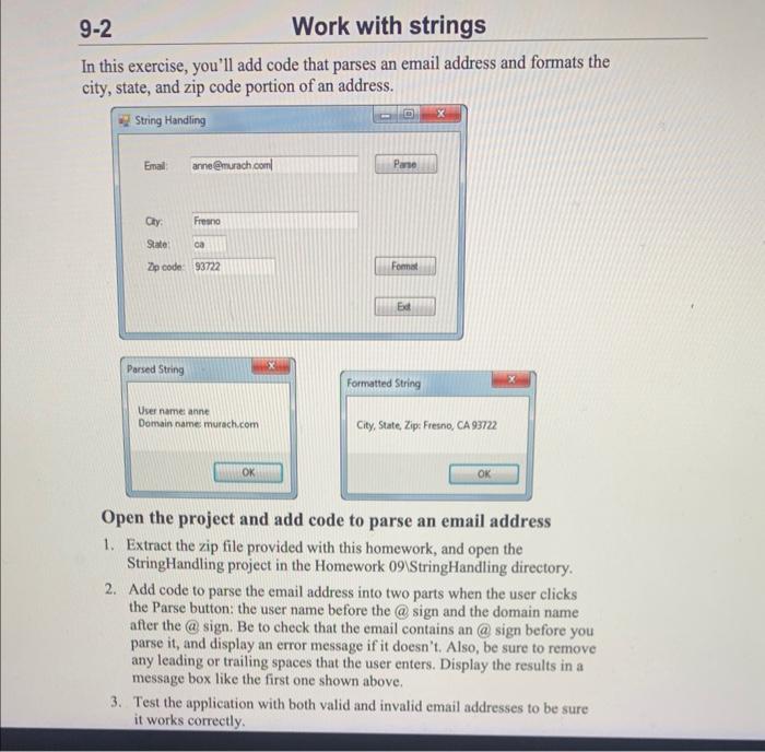 In this exercise, you'll add code that parses an | Chegg.com