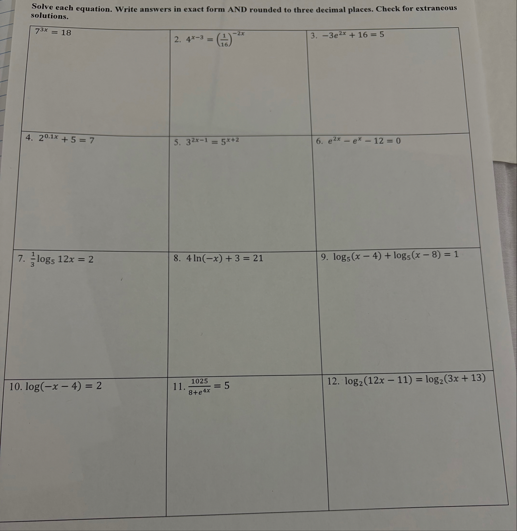 Solve each equation. Write answers in exact form AND | Chegg.com
