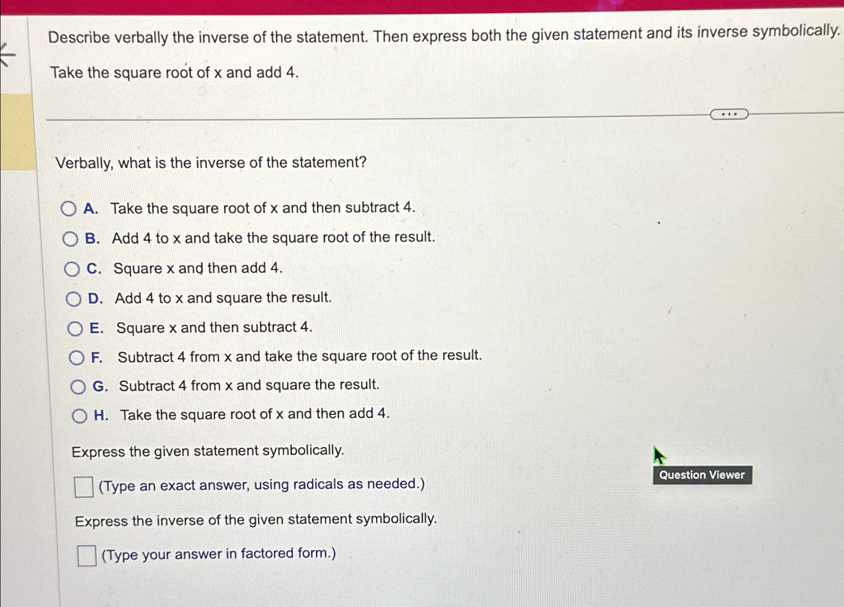 Solved Describe verbally the inverse of the statement. Then | Chegg.com