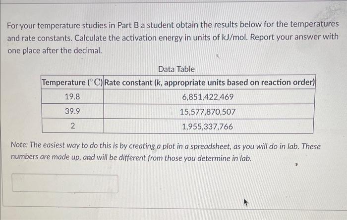 Solved For Your Temperature Studies In Part B A Student | Chegg.com