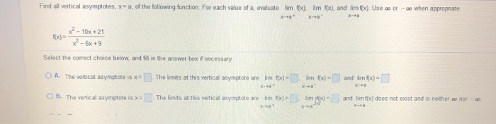 Solved Find all vertical asymptotes, x-a, of the following | Chegg.com