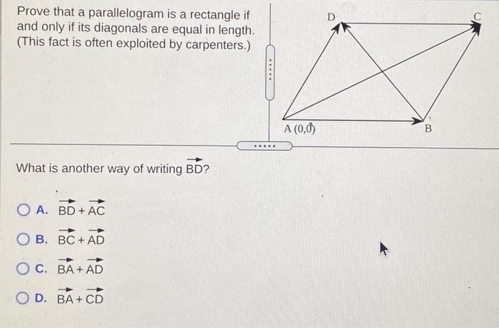 Solved Prove that a parallelogram is a rectangle if and only | Chegg.com