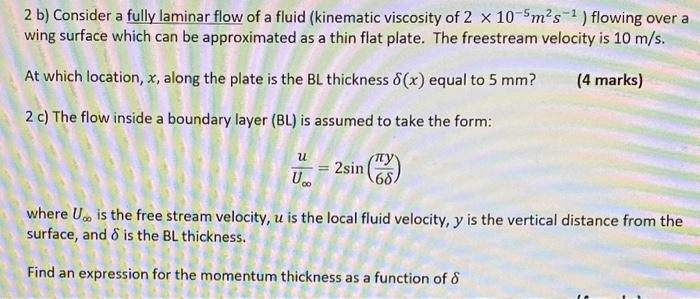 Solved 2 b) Consider a fully laminar flow of a fluid | Chegg.com