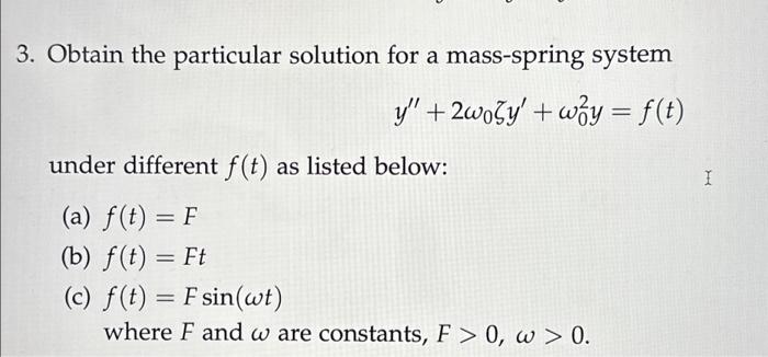 Solved Obtain The Particular Solution For A Mass-spring | Chegg.com