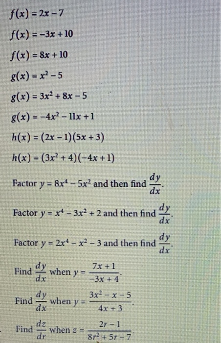 Solved F X 2x 7 F X 3x 10 F X 8x 10 8 X Chegg Com