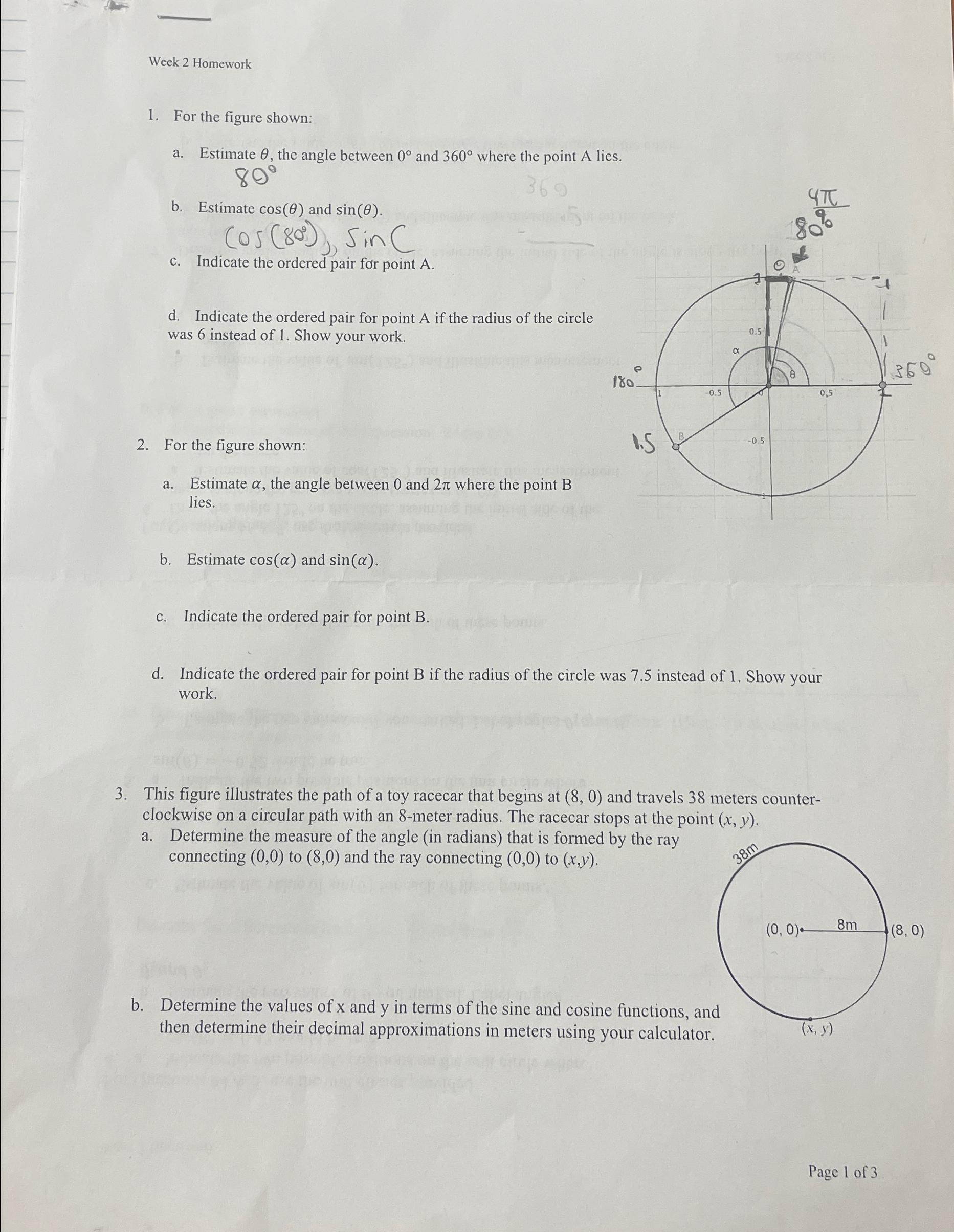 Solved Week 2 ﻿HomeworkFor the figure shown:a. ﻿Estimate θ, | Chegg.com