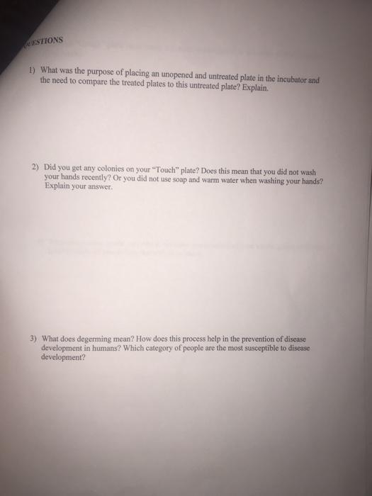Solved QUESTIONS 1) What was the purpose of placing an