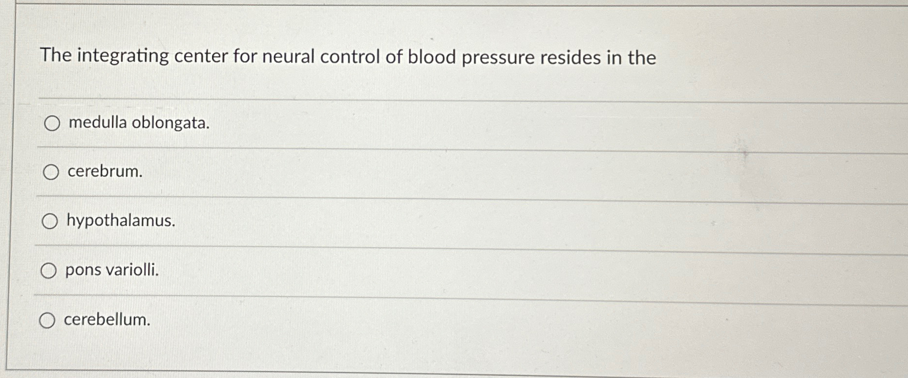 Solved The integrating center for neural control of blood | Chegg.com