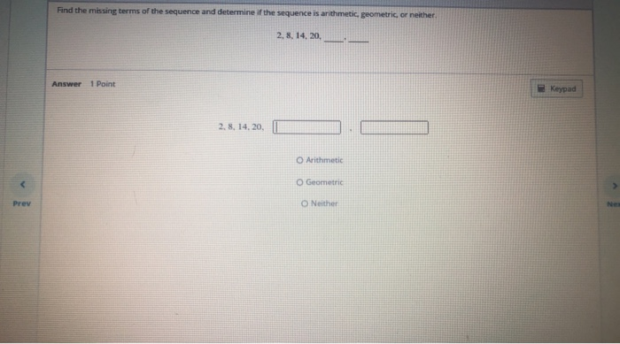Solved Find the missing terms of the sequence and determine | Chegg.com