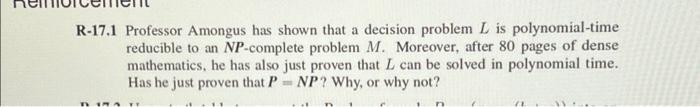 Solved 17.1 Professor Amongus has shown that a decision | Chegg.com