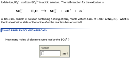 Solved Iodate ion, IO3-, oxidizes SO32- in acidic solution. | Chegg.com