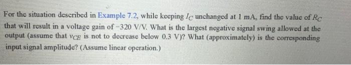 For the situation described in Example 7.2, while | Chegg.com