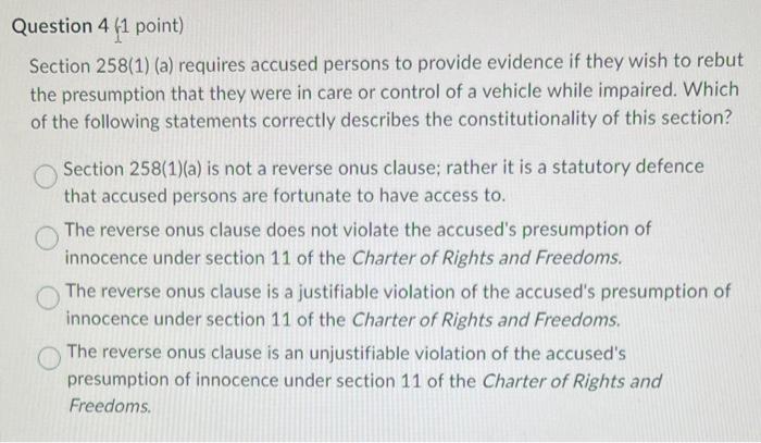 Solved Section 258(1) (a) requires accused persons to | Chegg.com