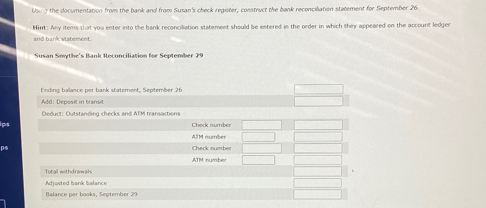 Solved Using the documentation from the bank and from | Chegg.com