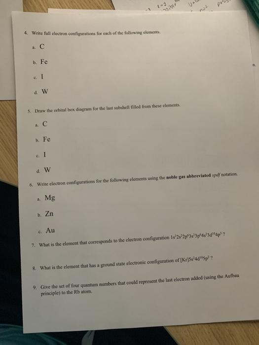 Solved 4. Write full electron configurations for each of the | Chegg.com