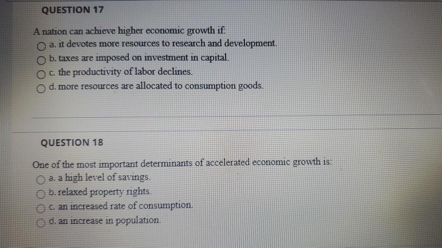 Solved QUESTION 17 A nation can achieve higher economic | Chegg.com