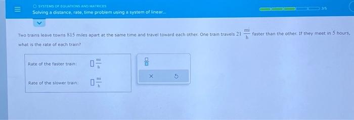 Solved Two Trains Leave Towns 815 Miles Apart At The Same | Chegg.com