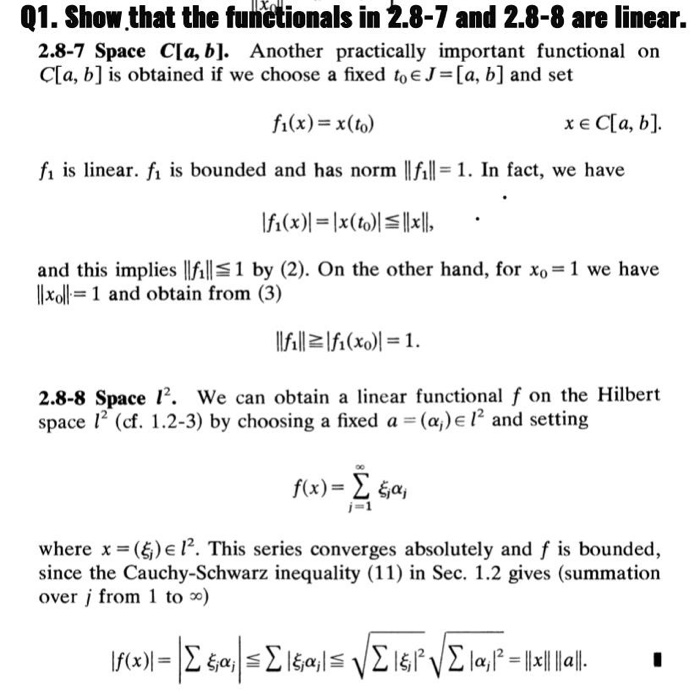 Solved Q1 Show That The Functionals In 2 8 7 And 2 8 8 A Chegg Com