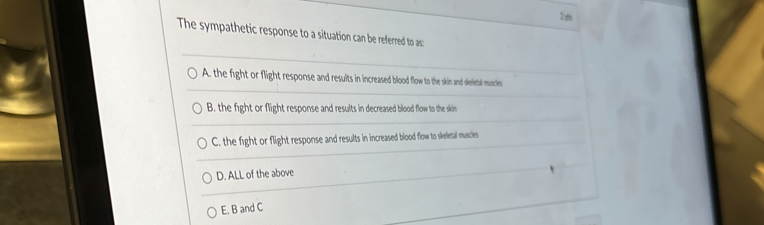 Solved The sympathetic response to a situation can be | Chegg.com