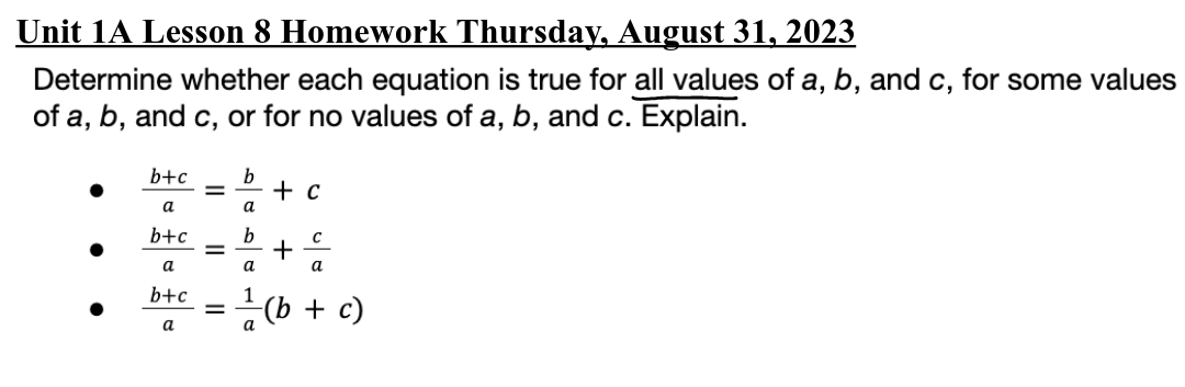 Solved Determine Whether Each Equation Is True For All | Chegg.com