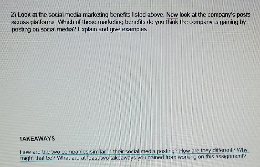 Solved Social Media Refer to the following benefits of | Chegg.com
