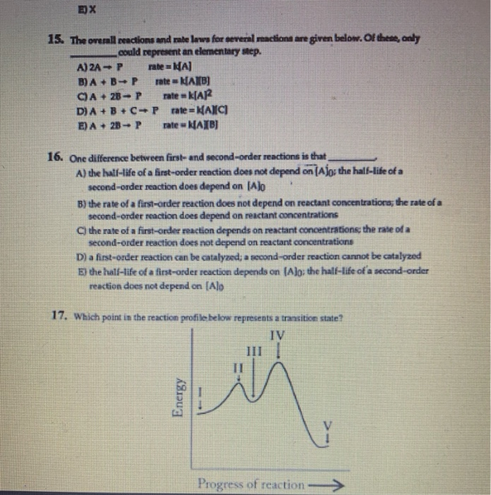 Solved EX 15. The overall readions and melm for several Chegg