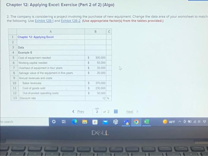 Solved Chapter 12: Applying Excel: Exercise (Part 2 Of 2) | Chegg.com