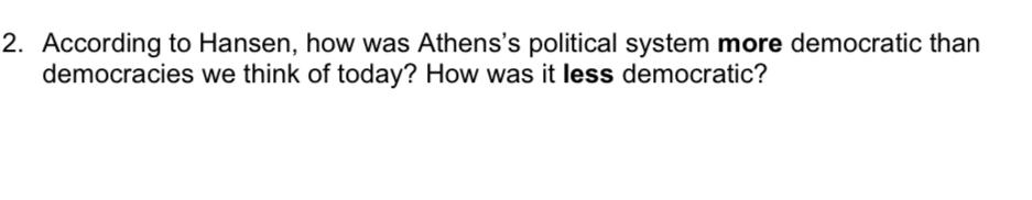 Solved According to Hansen, how was Athens&rsquo;s political | Chegg.com