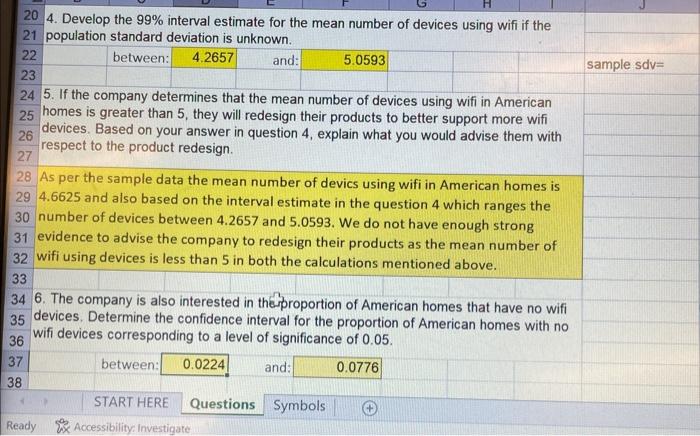 Solved 4. Develop the 99% interval estimate for the mean | Chegg.com