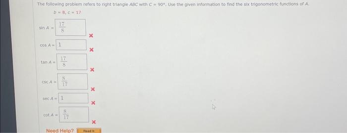Solved The Following Problem Refers To Right Triangle Abc 1310