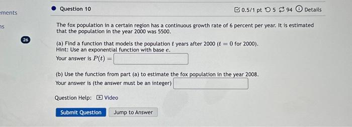 Solved The fox population in a certain region has a | Chegg.com