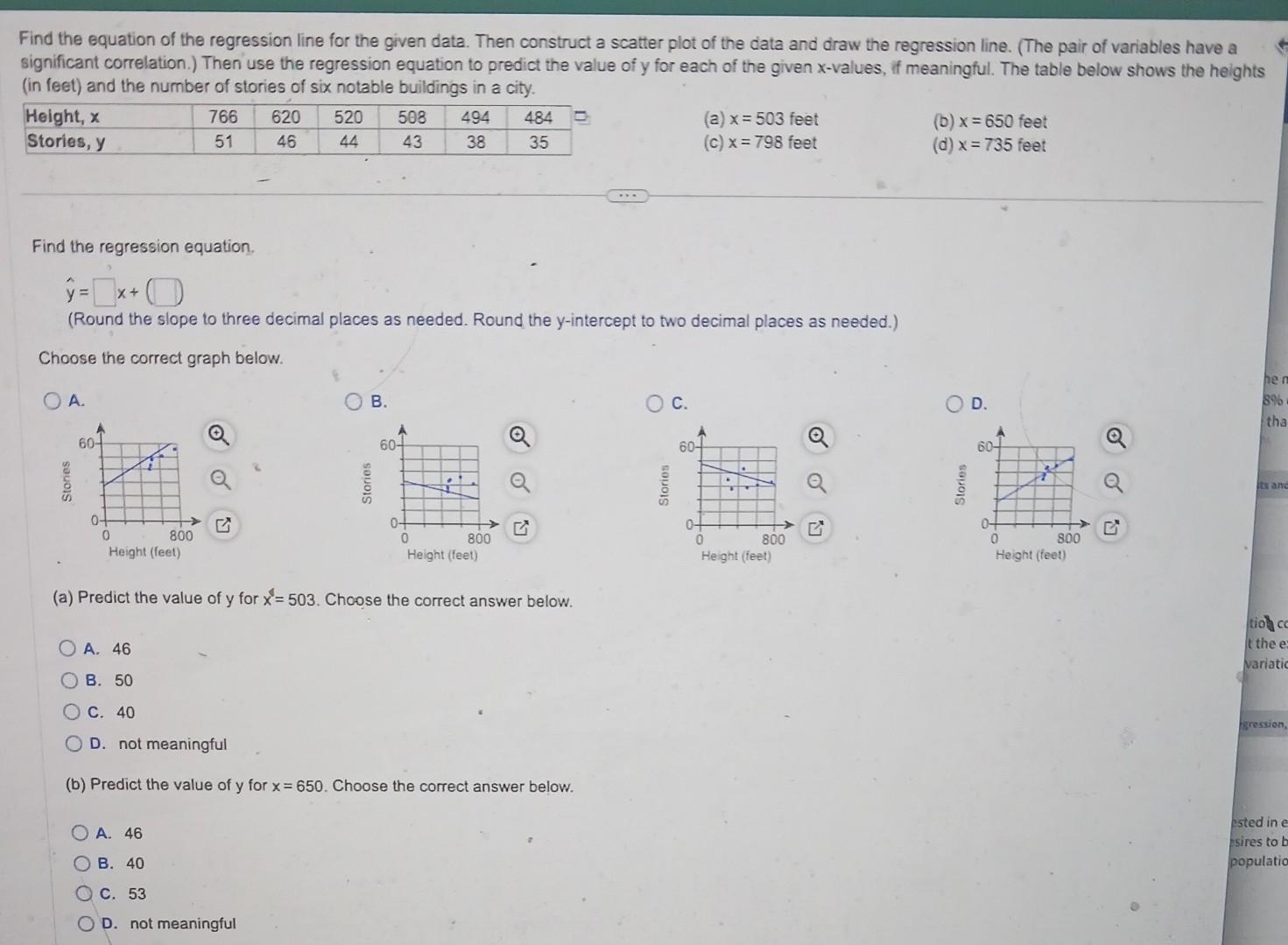Solved Find the equation of the regression line for the | Chegg.com