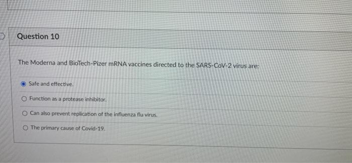 Solved Question 10 The Moderna and BioTech-Pizer mRNA | Chegg.com