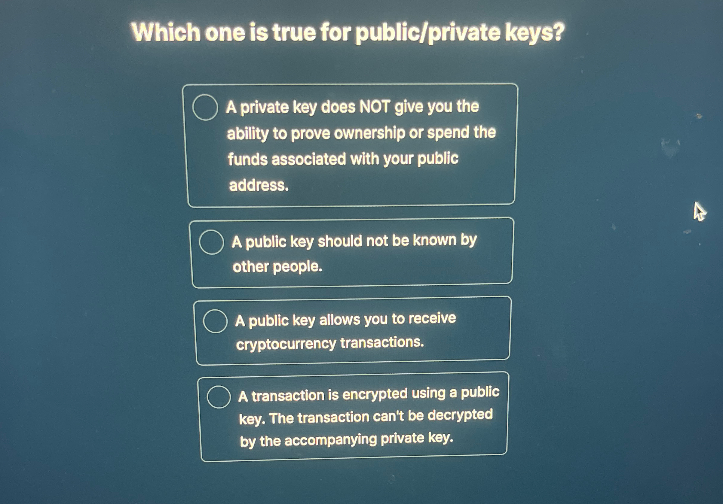 Solved Which one is true for public/private keys?A private | Chegg.com