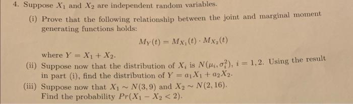 Solved Suppose X1 and X2 are independent random variables. | Chegg.com