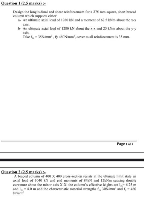 Solved Question 1 (2.5 marks) :- Design the longitudinal and | Chegg.com
