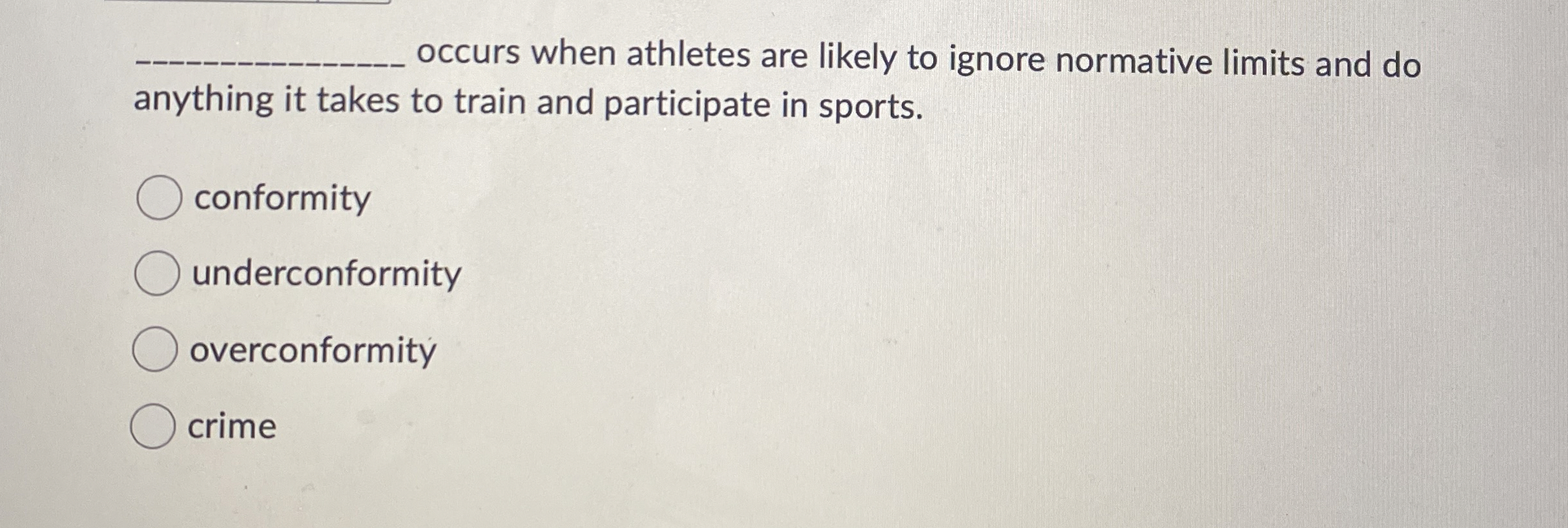 Solved occurs when athletes are likely to ignore normative | Chegg.com