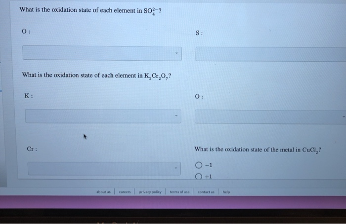 Solved What is the oxidation state of each element in SO2-? | Chegg.com